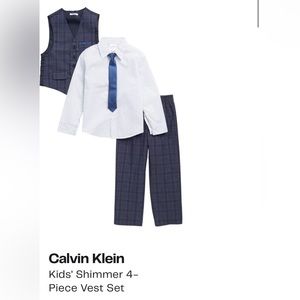 Calvin Klein Kids’ Shimmer 4-Piece Vest Set- Dark Blue- 2T